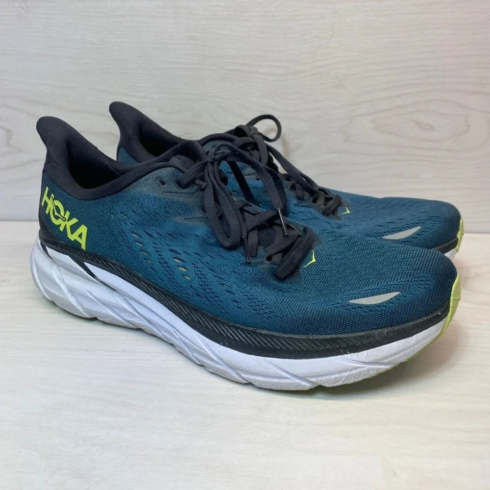 Hoka Mens Size 10.5 Clifton 8 Running Shoes Blue Teal Sneaker 1119393 Sneakers